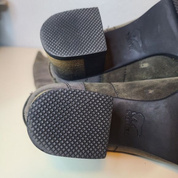 Sorel Women Boots NL2301 Addington Distressed Taupe Gray Leather Tall Heel Sz 7 - Picture 12 of 12